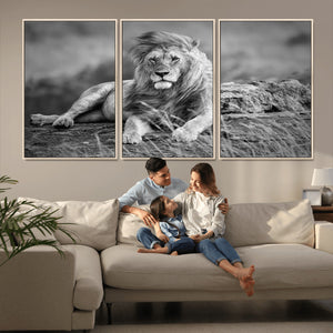 King Forest Lion Wall Art Canvas Print – Framed Majestic