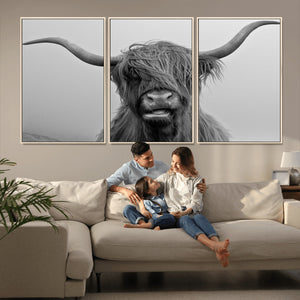 Texas Cow Wall Art Canvas, Texas Longhorn Cattle Canvas