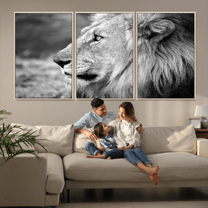Lion Wall Art Canvas Print – Framed Majestic Wildlife