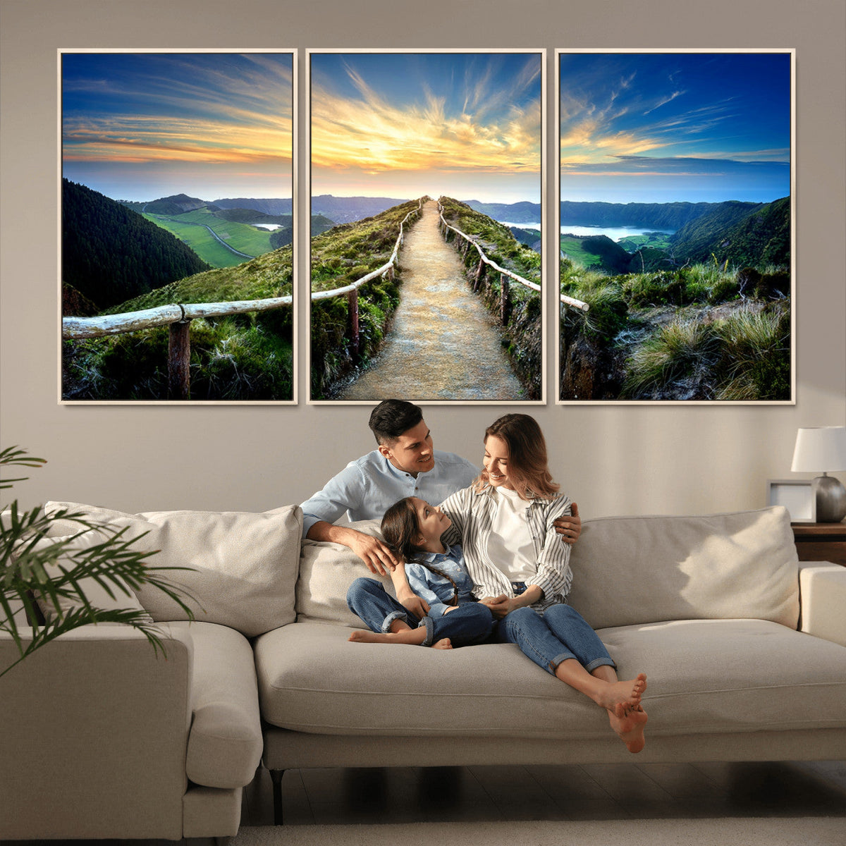 Mountain and Sunset Wall Art Canvas Print