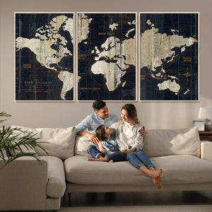 Antique Old World Map Wall Art Canvas Print