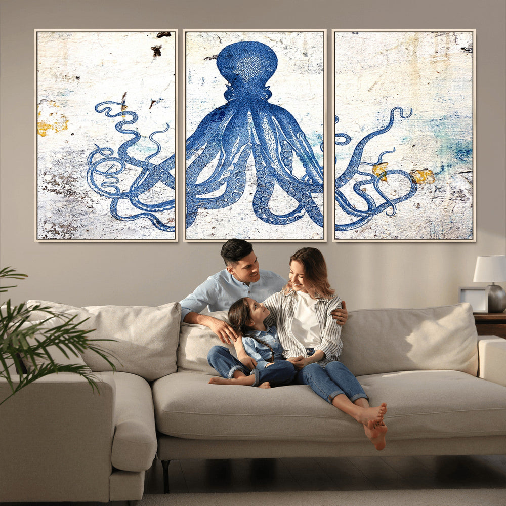 Octopus Canvas Wall Art | Coastal Marine Life Artwork for