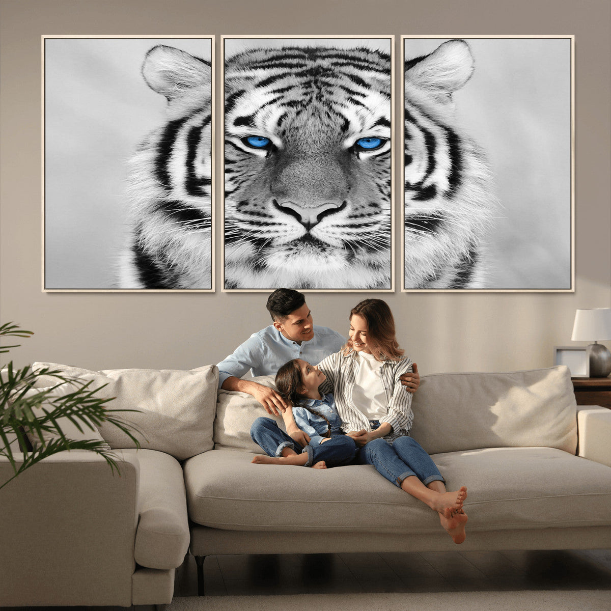 Black and White Tiger Wall Art Animal Canvas Print