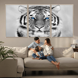 Black and White Tiger Wall Art Animal Canvas Print