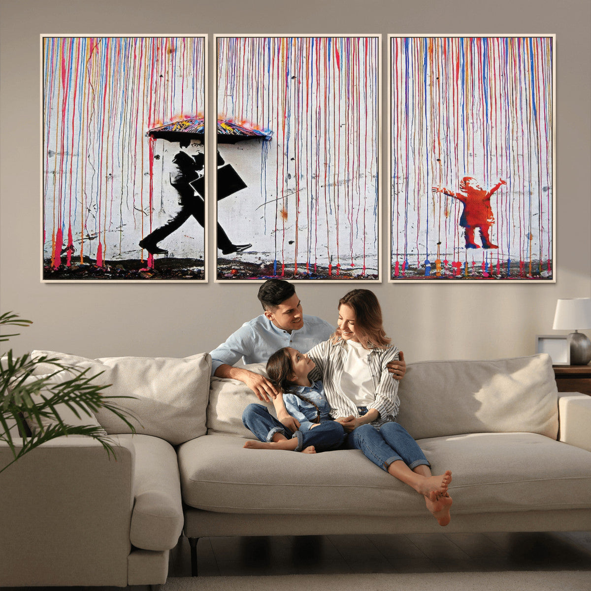 Banksy Wall Art Canvas Print, Framed Graffiti Art Picture