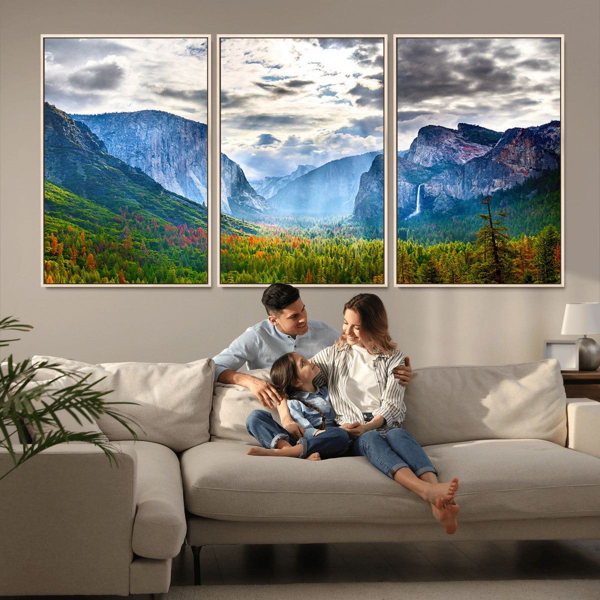 Yosemite Park Half Dome 3 Panel Canvas Print | Large Giclée