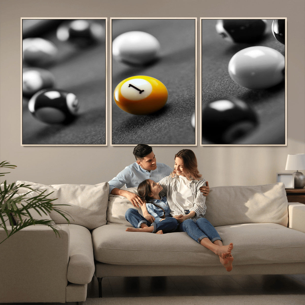 Wall Art Pool Table and Balls Canvas Print