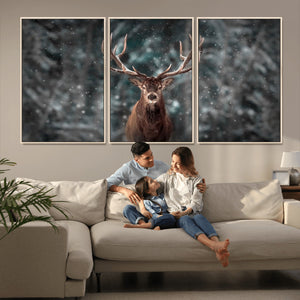 Wall Art Deer Art Animal Canvas, Framed Wall Art Deer Canvas