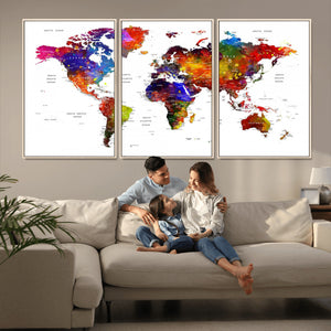World Map Canvas Print – Detailed Map of the World Wall Art