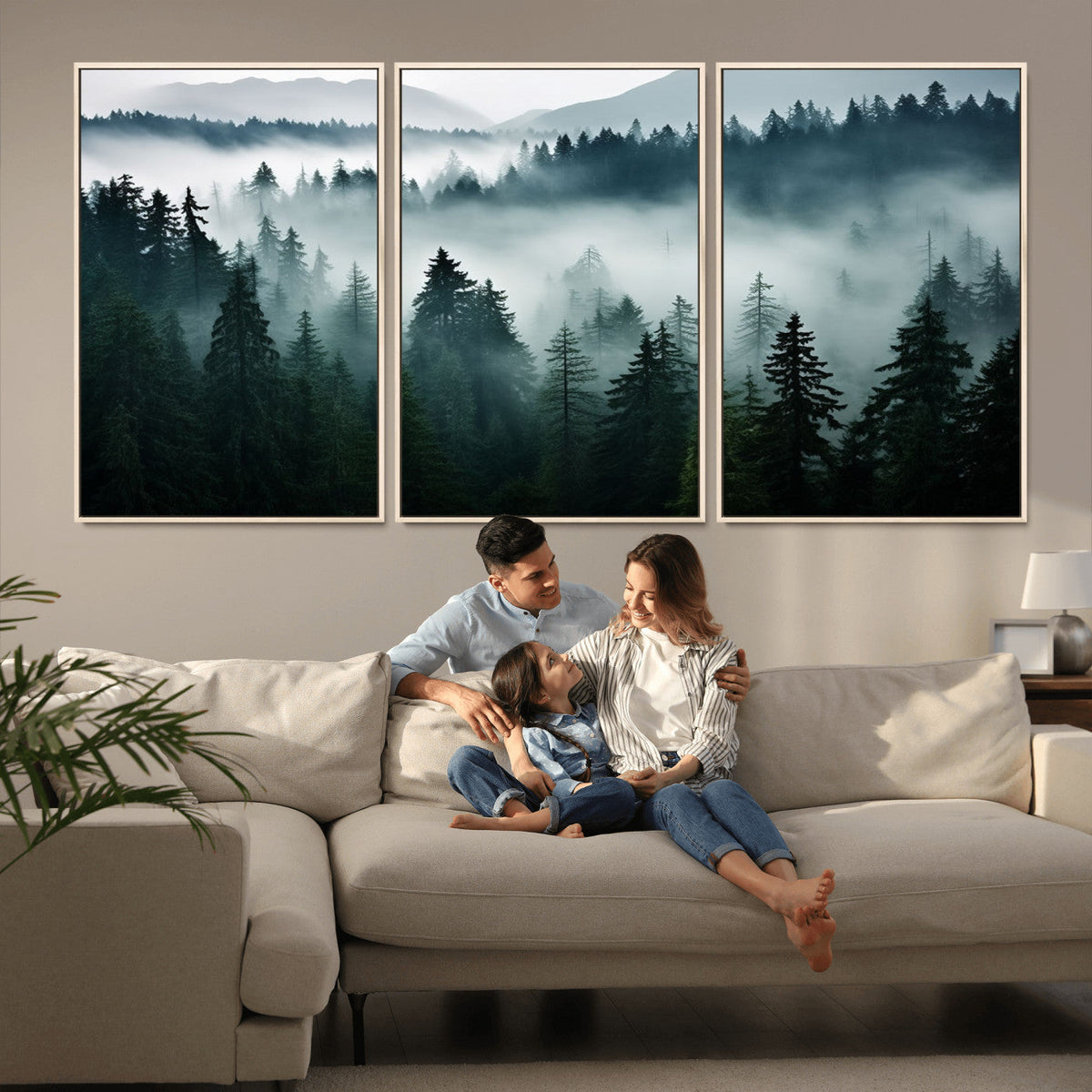 Captivating Misty Forest Wall Art Canvas, Premium Canvas