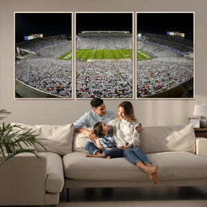 Beaver Stadium Night Game Triple Canvas Wall Art - Penn