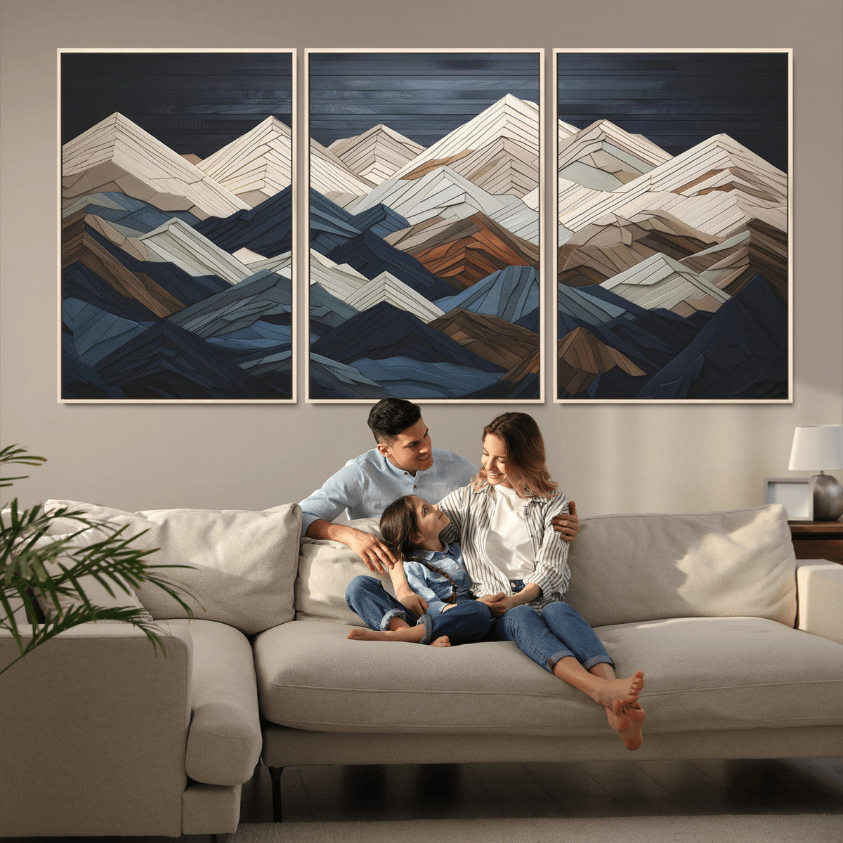 Mountain Wall Art – Modern Geometric Landscape Canvas Print,