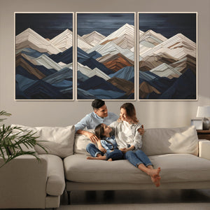 Mountain Wall Art – Modern Geometric Landscape Canvas Print,