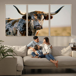 Texas Bull Longhorn Wall Art Canvas Print for Farm House