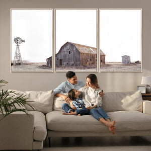 Set of 3 Rustic Farmhouse Wall Art Prints – Country Barn,