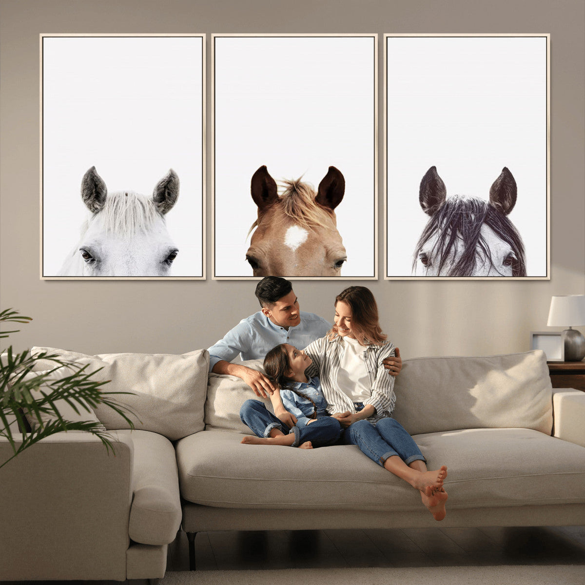 Horse Prints Set, Set of 3 Horse Wall Art, Horses Portraits,