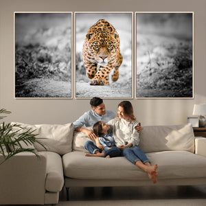 Jaguar Wall Art Canvas Print - Majestic Big Cat in Focused