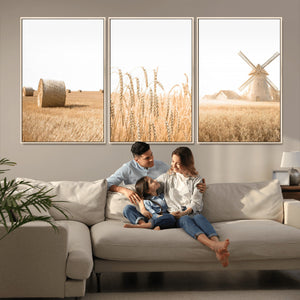 Vintage Farmhouse Triptych Wall Art – Giclée Canvas