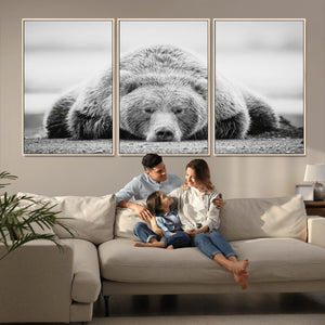 Resting Grizzly Bear Wall Art Canvas Print – Majestic Lazy