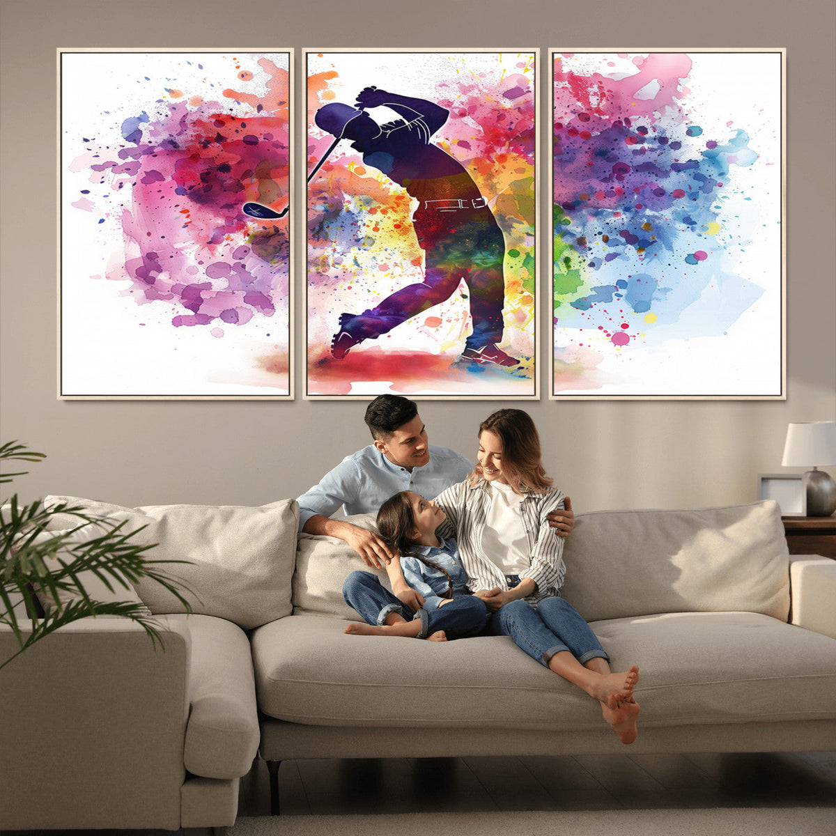 Colorful Golfer Swing Wall Art Canvas Print - Ready to Hang,