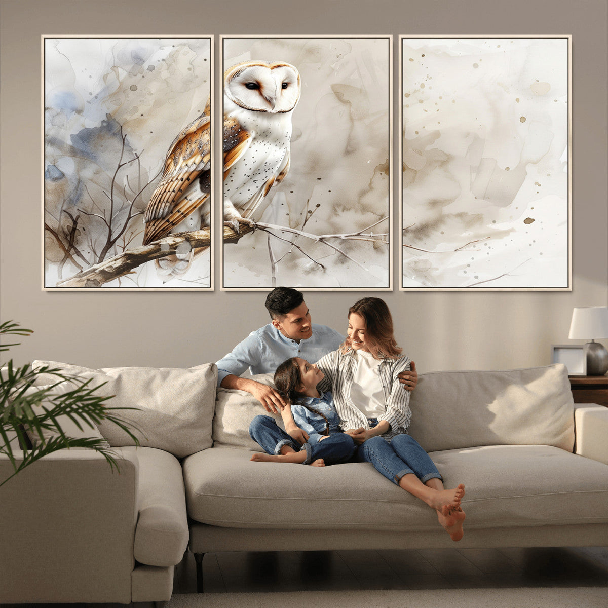 Barn Owl Wall Art | Watercolor Canvas Print | Perfect for
