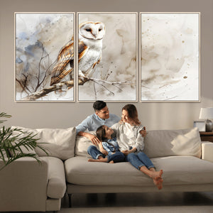 Barn Owl Wall Art | Watercolor Canvas Print | Perfect for