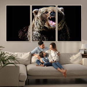Grizzly Bear Canvas Print | Wildlife Wall Art for Cabin