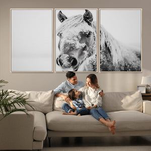 White Horse Wall Art | Ready to Hang and Framed | Winter