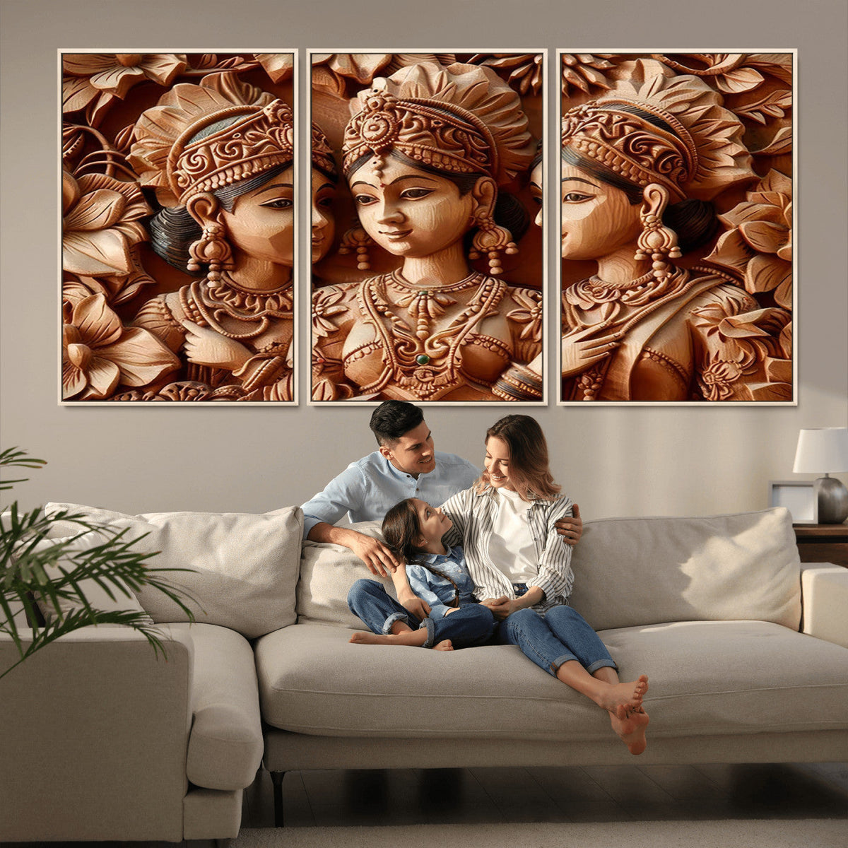 Indian Woman Statue Wall Art Canvas Print