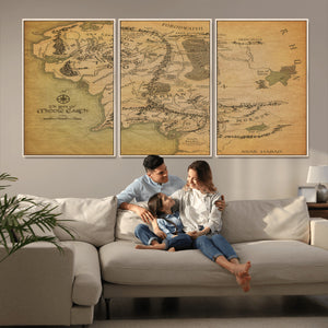 Middle Earth Map Canvas Wall Art – Vintage Fantasy Map