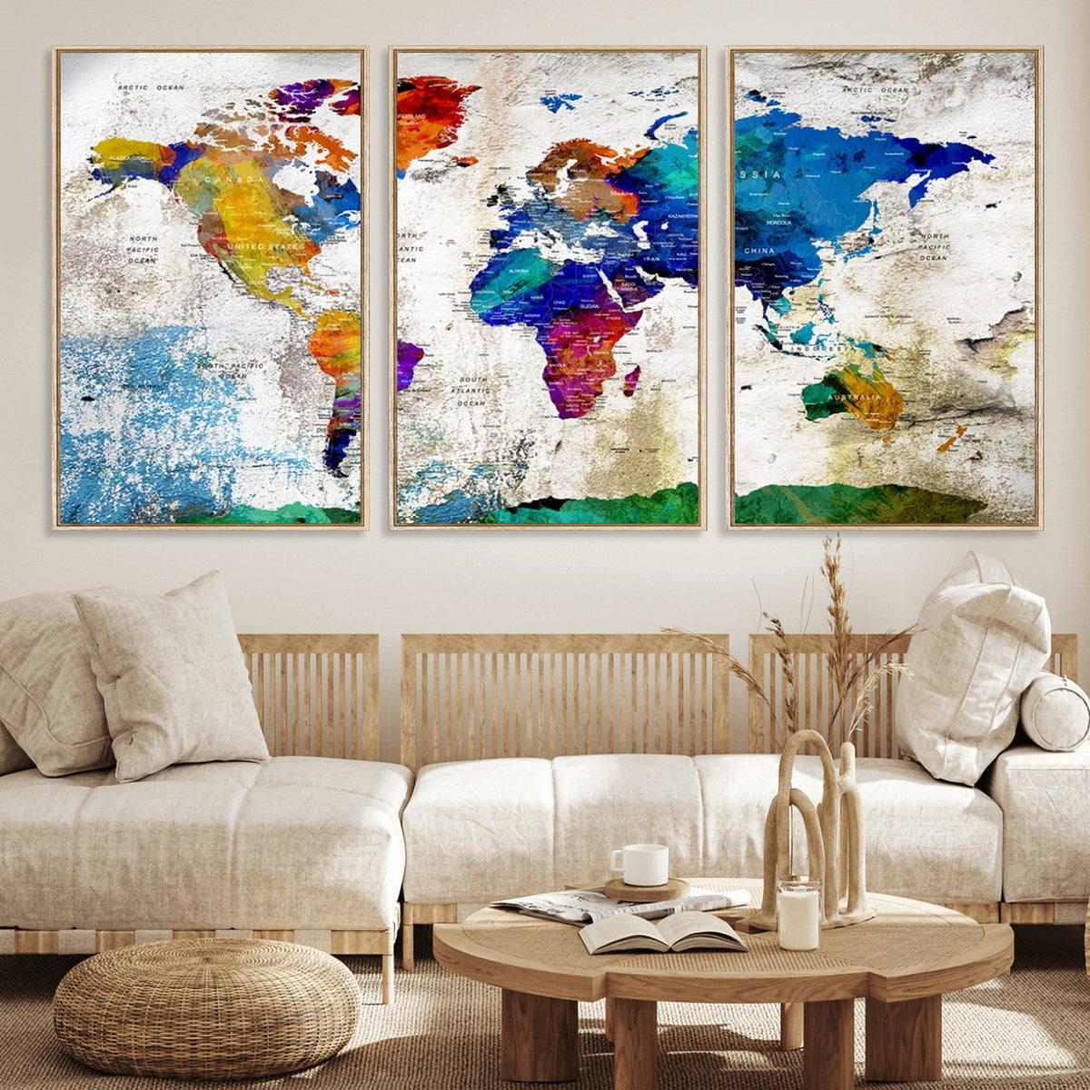 World Map Canvas Print – Framed Travel Map Wall Art for