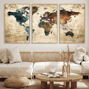 World Map Canvas Print – Detailed Map of the World Wall Art