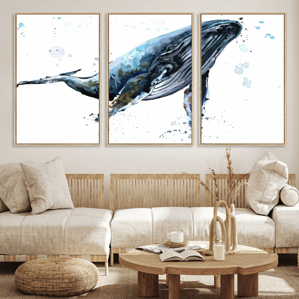 Watercolor Whale Wall Art Canvas Print