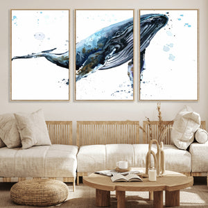 Watercolor Whale Wall Art Canvas Print