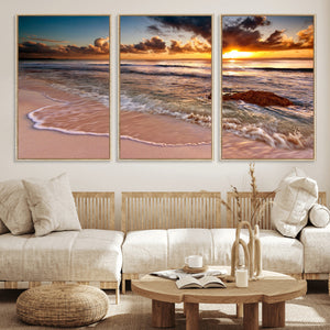 Sunset on Ocean Wall Art Canvas Print