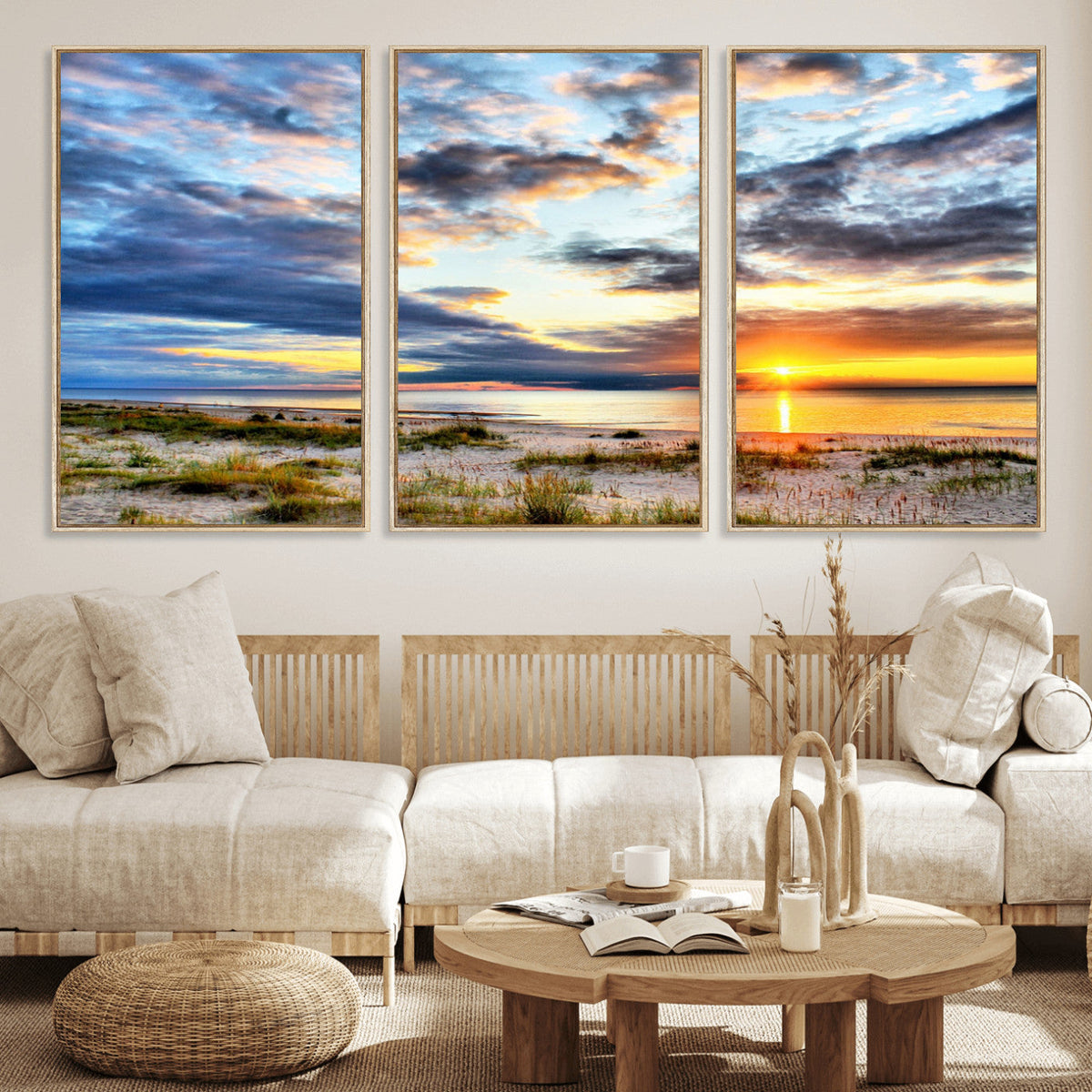 Sunset On The Ocean Wall Art Canvas Print