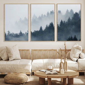 Foggy Pine Forest Wall Art Canvas Print