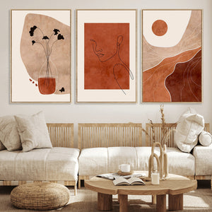 Boho Sunset Mountain Canvas Print, Modern Boho Sunset