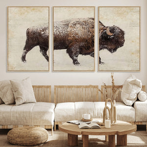 Buffalo Wall Art, Western Bison Canvas Print, Rustic Buffalo