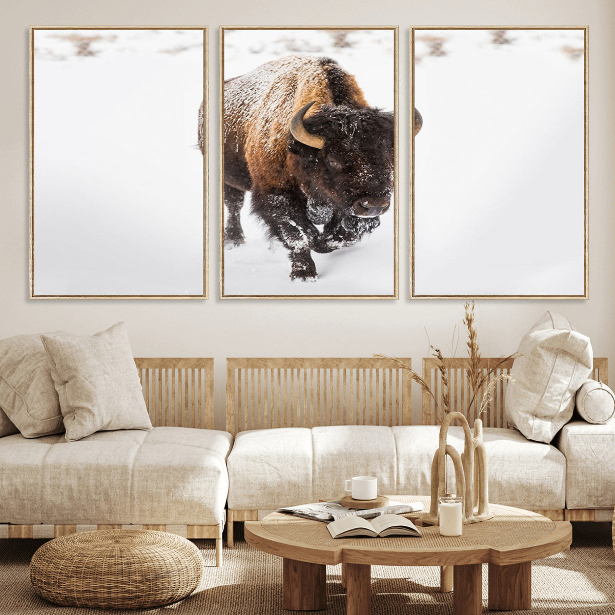 Bison Winter Wall Art Canvas Print For Farmhouse Decor