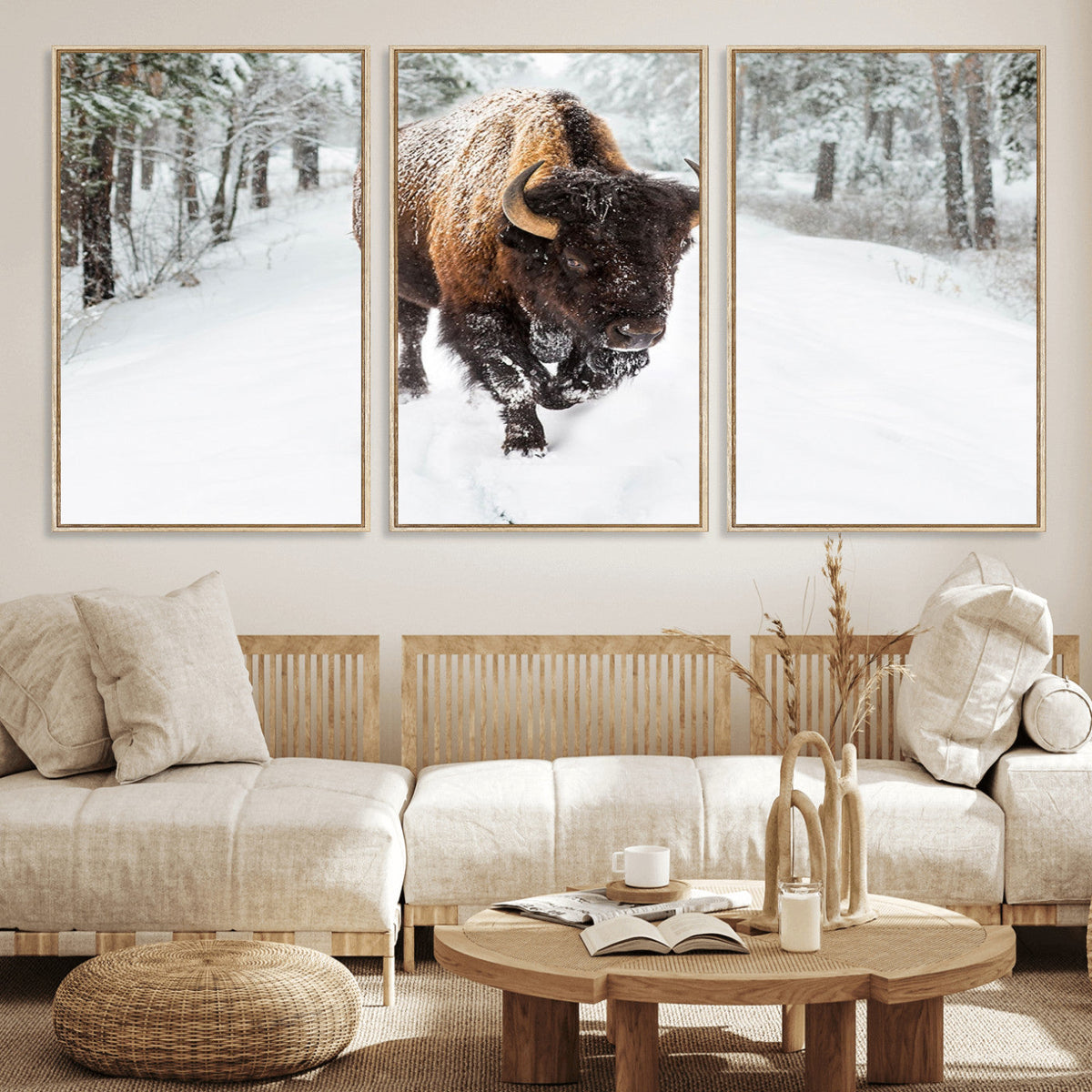 Bison Wall Art Canvas Print For Farmhouse, Animal Canvas
