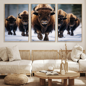 Buffalo Wall Art Canvas Print, American Bison Herd Wall Art