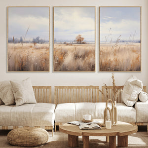 Golden Fields Wall Art Print Canvas – Serene Landscape of