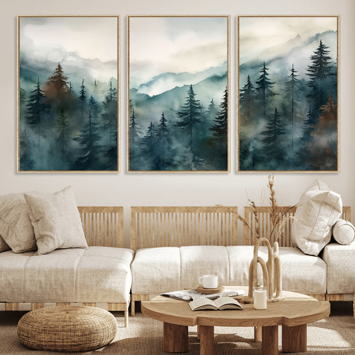 Serenity Forest Wall Art Canvas | Foggy Mountain Landscape