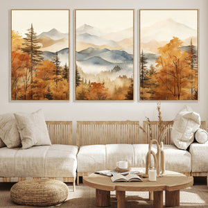 Golden Autumn Forest Wall Art Canvas | Mountain Landscape