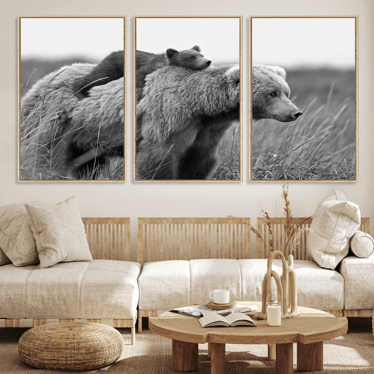 Bear and Cub Wall Art Canvas | 399 Bear Cub