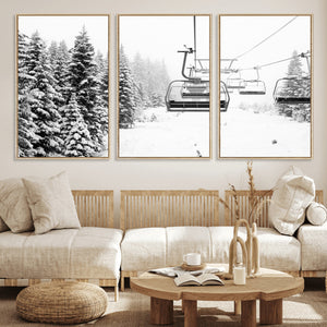 Ski Wall Art - Ski Lift Wall Art Canvas Print Snow Covered
