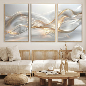 Abstract art Grey and Gold Lines Wall Art