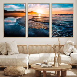 Sunset Beach Ocean Canvas Wall Art – Tranquil Ocean