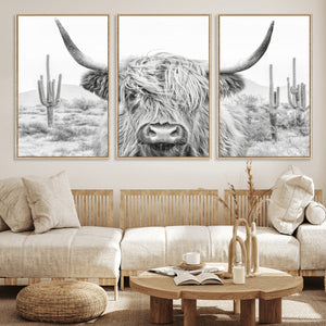 Rustic Charm | Cow Longhorn Black White Bighorn Wall Art